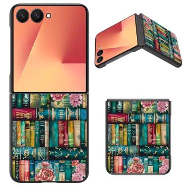 Imagem de BWEGRHE Biblioteca de flores para Samsung Galaxy Z Flip 7, capa fina rígida de policarbonato protetor à prova de choque resistente a arranhões capa de telefone mulheres meninas para Galaxy Z Flip 7