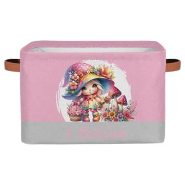 Imagem de Cestos pequenos de armazenamento, adorável gnomo rosa com alças, caixas de armazenamento de brinquedos infantis, organizador de cubo de tecido dobrável para berçário, sala de estar, quarto