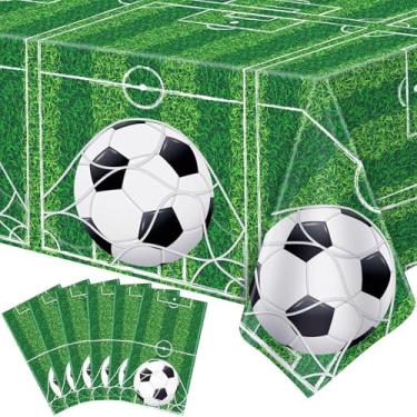 Imagem de FVEOCR 6 peças de toalhas de mesa para festa de futebol, tema esportivo, toalha de mesa esportiva, toalha de mesa de futebol para mesas retangulares, tema de futebol, artigos de festa de aniversário