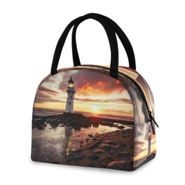 Imagem de ATTX Sunset Lighthouse Lancheira isolada à prova de vazamento para trabalho e ao ar livre - Sacola de almoço portátil reutilizável para homens e mulheres, piquenique viagem #70