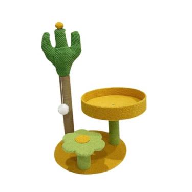 Imagem de Generic Árvore de gato e bola dançante de condomínio, torre de escalada de várias camadas com poste de arranhão para gatinho, exercício, interativo, descanso, Amarelo