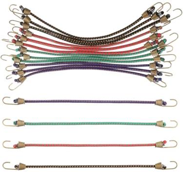 Imagem de 12 cabos elásticos pequenos com ganchos, 25 cm, alças elásticas ajustáveis curtas com clipes resistentes para bagagem, tenda ao ar livre, lona, bicicleta, carro, trailer, ferramenta de acampamento
