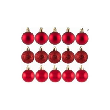 Imagem de Kit Bolas Natalinas para Decoração de Árvores, 24 Unidades, Bronze, 6cm, Plástico, Diferentes Texturas, com Cordinha para Pendurar