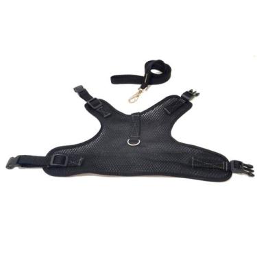 Imagem de Colete peitoral para cachorro aerado preta tamanho M - Nica pet