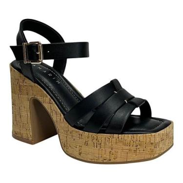 Imagem de Sandália Ramarim Salto Bloco 2535204 Preto, Preto, 38