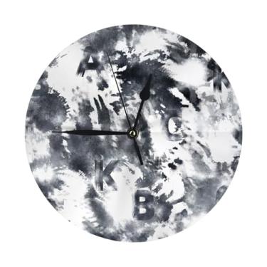 Imagem de ZERAOKE Tinta tingida - Relógio de parede redondo moderno - silencioso sem tique-taque, operado por bateria, decoração de mesa ou parede para sala de estar, quarto, escritório.