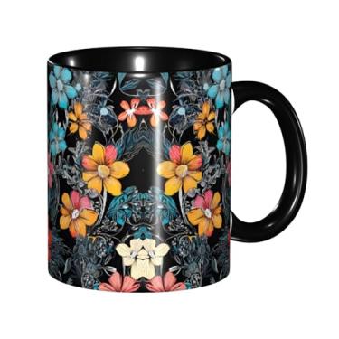 Imagem de Zeraoke Canecas de café criativas com estampa azul floral, personalizadas, presente para família, tamanho de 325 ml, unissex