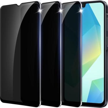 Imagem de Amleute 【Pacote com 3】 Protetor de tela de privacidade projetado para Samsung Galaxy A16/A26 5G 【Suporte para desbloqueio de impressões digitais】 Vidro temperado 9H, filme anti-espião compatível com