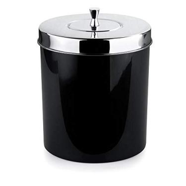 Imagem de Lixeira 5 Litros Preta De Polipropileno Com Tampa De Inox