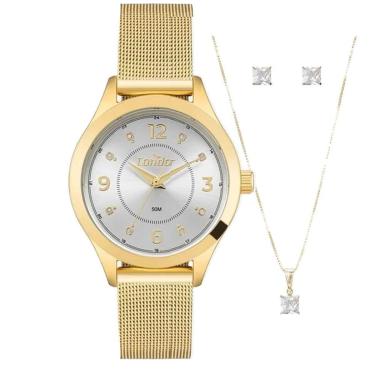 Imagem de Relógio Feminino Condor Dourado com Kit semi Joias CO2035NIJ/K4K-Feminino