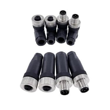 Imagem de Conector de sensor M12 4 pinos 5 pinos M12-8 à prova d'água macho e fêmea parafuso rosqueado acoplamento um sensor de código conectores (ângulo macho PG7, 4P)