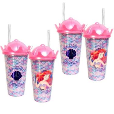 Imagem de  Kit 4 Copos Pequena Sereia Decoração de Aniversário Infantil Lembranc