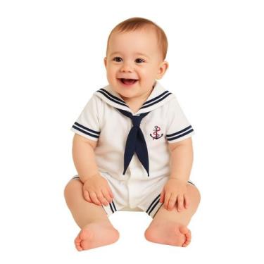 Imagem de Macacão Infantil Menino Marinheiro Bebe Fantasia - anjo da mamãe, Bran