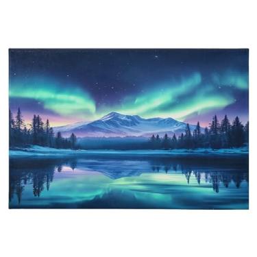 Imagem de CEBUGI Tapete de área 60 x 90 cm macio lavável tapete antiderrapante com suporte de borracha tapetes de área de paisagem de inverno para sala de estar, quarto, decoração de casa