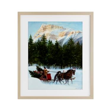 Imagem de Stupell Industries Impressão emoldurada de bétula de trenó carregando árvores sob vidro, design por Wind River Studios, 40,6 x 33,5 cm