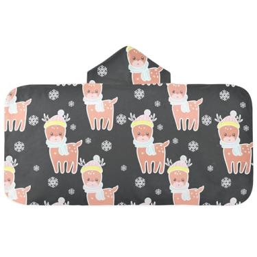 Imagem de Burbuja Toalha de banho com capuz de laço rosa para crianças, toalha de praia de pelúcia macia absorvente para chá de meninas e meninos 3-10 anos, 61 x 127 cm