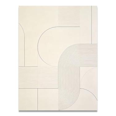 Imagem de LKXGRRSFG Tela abstrata minimalista de sombras sutis: paleta neutra de formas geométricas para decoração de quarto minimalista 81 x 120 cm sem moldura