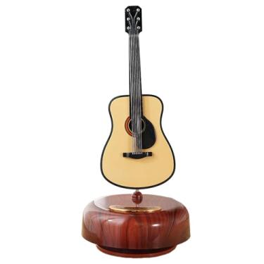 Imagem de AzsVbvs Caixa de música vintage, caixa de música de gramofone clássico, ornamentos de instrumentos para decoração de casa, mesa de inauguração de casa (guitarra)