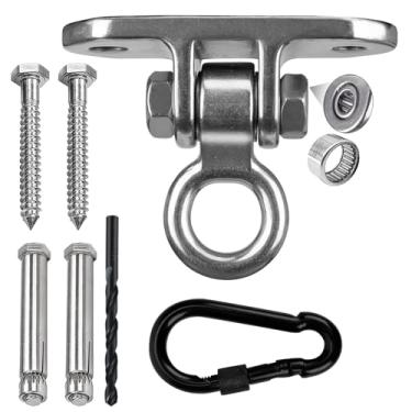 Imagem de Dakzhou Gancho de balanço resistente para capacidade de 453,6 kg cabide de rede 180° balanço aço inoxidável acessórios de hardware para varanda playground yoga saco pesado