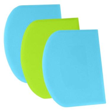 Imagem de SURDOCA Raspador de massa raspador de bancada - Raspador de tigela flexível de plástico 3P 30 x 18,5 cm, borda afiada e ângulos. Ferramentas de decoração de assadeiras antiderrapantes Ferramentas de