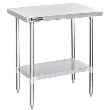 Imagem de DuraSteel Mesa de trabalho de aço inoxidável 76 x 91 cm – Mesa de metal NSF Commercial Prep – Suporte para forno de pizza ao ar livre com prateleira embaixo da prateleira – Cozinha Island Lavanderia