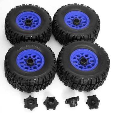 Imagem de STMU 1/10 RC Wheels and Tires Truck Tires Short Course Tires 12mm/14mm Hex for 1/10 Scale Car Arrm a Senton,Slash 2WD 4×4,Axia1,Rc 4wd,Red cat,Plastic Wheels Rubber Tires,4pcs (Blue)