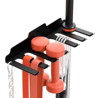 Imagem de Suporte Para Barra De Parede | Montagem Na Parede Com 7 Ganchos Para Bar | Suporte Organizador Para Halteres | Para Uso Com Barra Kettlebell Halteres Em Ginásio Casa Garagem Fitness Exercício
