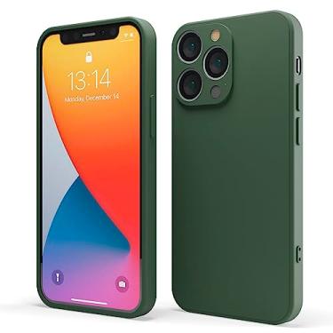 Imagem de Red Ember Capa à prova de choque para iPhone 13 Pro de 6,1 polegadas, capa protetora ultrafina de silicone líquido acabamento fosco com forro de microfibra macio antiarranhões (verde)