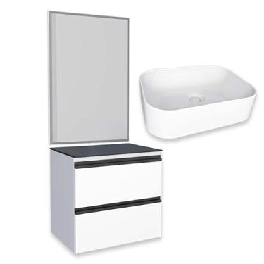 Imagem de Conjunto Para Banheiro Aço Gabinete Gaia 60 Com Espelho e Cuba Luna Cozimax Branco