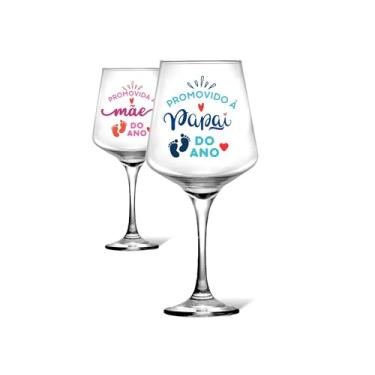 Imagem de 1 Taça Vinho Estampada Promovido Pai/Mãe Do Ano Surpresa Gravidez Presente Chá Bebê e Revelação (Pai)
