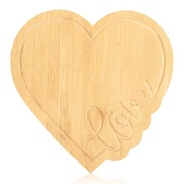 Imagem de AWIZOM Tábua de corte Love Heart Tábua de charcutaria para o Dia dos Namorados Tábua de cortar bambu de 30 cm Bandeja de madeira para servir queijo para presentes de aniversário de casamento