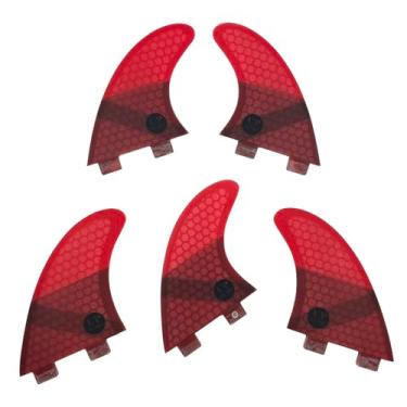 Imagem de Barbatanas de surfe UPSURF FCS Fins K2.1 Honeycomb+Barbatanas de prancha de surf estilo FCS (5 nadadeiras), Vermelho