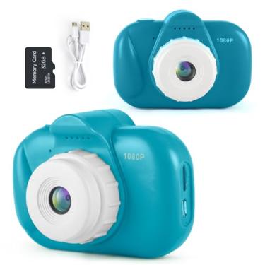 Imagem de Câmera infantil selfie com lente dupla de 32 MP, câmera digital HD 1080p para crianças de 3 a 10 anos, aniversário para meninos e meninas com cartão SD de 32 GB
