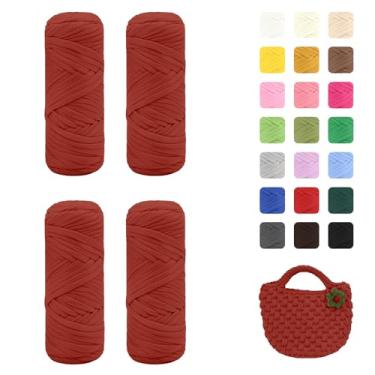 Imagem de Maxee Pacote com 4 fios de camiseta premium (200 g/75 m cada), fio de fita macia para crochê e tricô - cor intensiva e fácil de cuidar