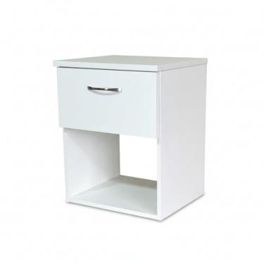 Imagem de Mesa de Cabeceira com Gaveta Secreta, 40x35x50 cm, Branco, MDF