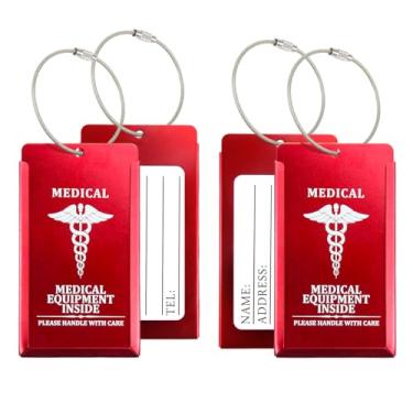Imagem de 1 pacote com etiqueta de bagagem de identificação médica com cabo de aço para CPAP/BIPAP, etiqueta de bagagem de equipamento médico com cartão de escrita, bagagem de dispositivo médico para viagem