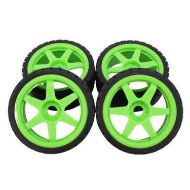 Imagem de KUIDAMOS 1/8 1/7 RC Rally Car Pneus Rodas de Plástico Duráveis ​​definidas para ARRMA, Substituição Estável de Pneus de Corrida de Rally RC de 17 Mm para 4 Unidades, para Fãs de Carros de (Verde)