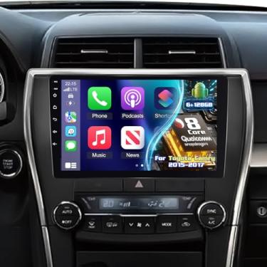 Imagem de [6G + 128G] Rádio automotivo de 8 núcleos para Toyota Camry 2015 2016 2017, Volxcereo 10 polegadas Android Touchscreen estéreo com Carplay/Android Auto, navegação GPS, WiFi, Bluetooth 5.0, SWC, FM/RDS