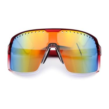 Imagem de Xloop Óculos de sol masculinos retangulares com estampa da bandeira dos EUA, Vermelho transparente - espelhado laranja, 69-11-136