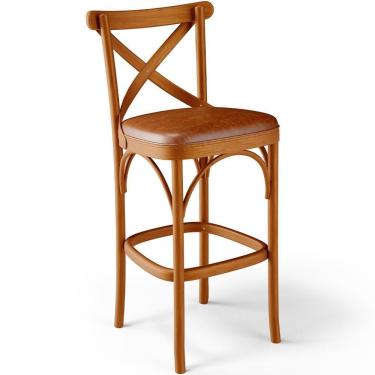 Imagem de Banqueta Alta Cozinha Bancada Bar Sala De Jantar Estofada ávila L02 Couríssimo Camel - Lyam