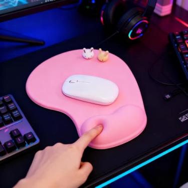 Imagem de Mouse pad com suporte de pulso em gel - descanso de pulso ergonômico para mesa de jogos, base de borracha para laptop