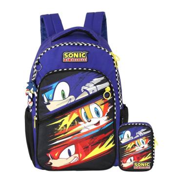 Imagem de Kit Escolar Sonic Mochila De Costas + Estojo Box Game