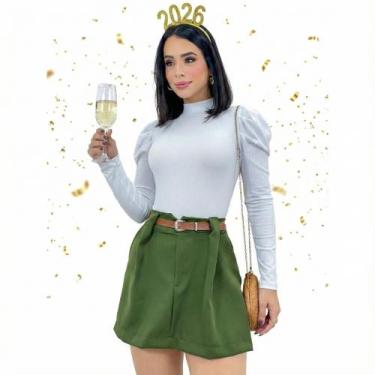 Imagem de Body Feminino Canelado Manga Longa Princesa Bufante Gola - SWISS BOUTI