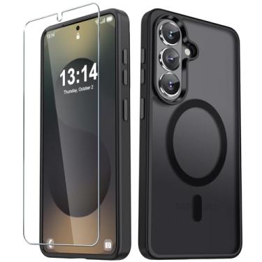 Imagem de YENAPOON Capa para Samsung Galaxy S26+ Plus, capa magnética fosca [atualizada em 2026] com 1 protetor de tela, suporte para MagSafe, proteção militar à prova de choque, parte traseira fosca