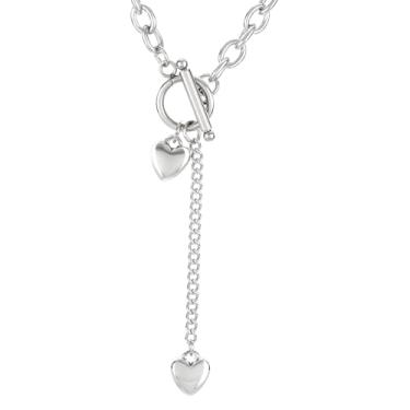 Imagem de Azubpi Colar de coração feminino, corrente de aço inoxidável de 50 cm, pingente de coração de 10 mm com fecho de fivela OT, joia hipoalergênica à prova d'água para presente