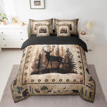 Imagem de Feelyou Jogo de cama com 7 peças de veado de fazenda para crianças, meninos, caçadores de veados, inclui edredom, conjunto de lençóis, fronhas, cama de veado fofo em uma bolsa, decoração de quarto