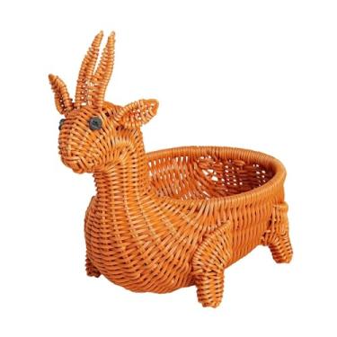 Imagem de Ｂｅｓｇａ Cesto de vime trançado em formato de animal para despensa, ideal para lanches, frutas e legumes. Perfeito para cozinha e mesa de centro, Ovelha