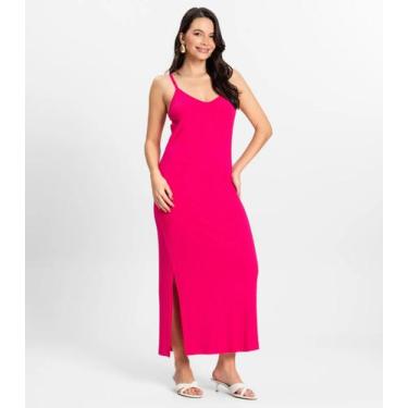 Imagem de Vestido Midi em Ribana Canelada Rovitex Rosa, P, Rosa
