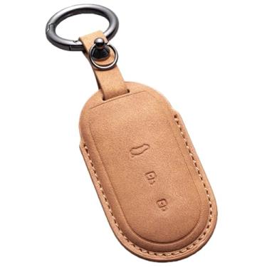Imagem de Capa de couro artesanal para chave de carro, compatível com aito m5 m7 2022 m9 2024, 3 botões, chave remota de carro, capa de couro de camurça(A2)