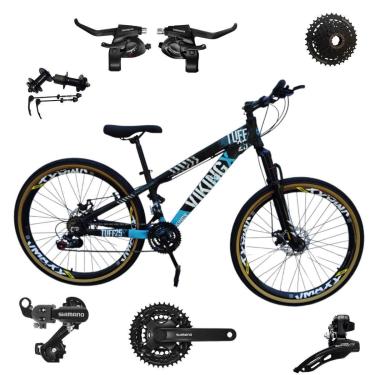 Imagem de Bicicleta 26 VikingX T25 24v Shimanos Cubo e Catraca K7 Pneu Aro 26 Balão Faixa Amarela-Unissex